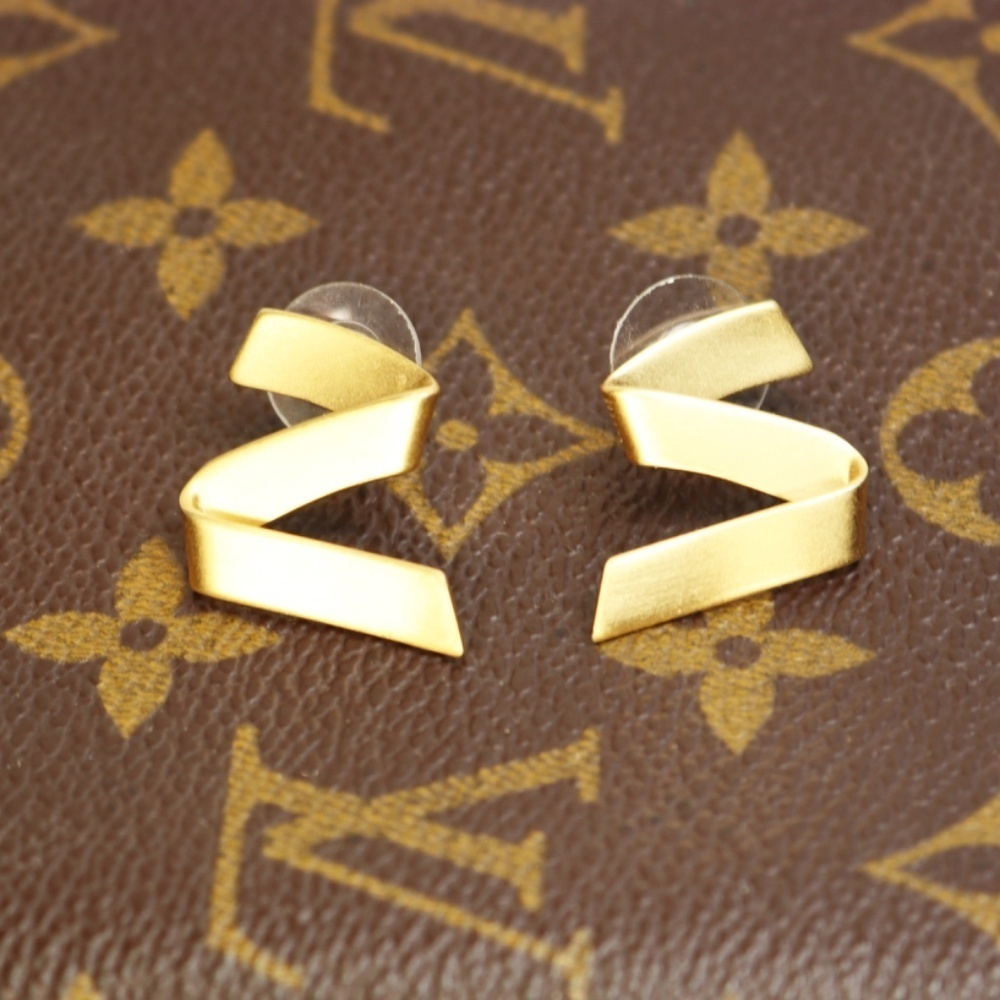 Monet Triple Gold Plated Matte Zigzag Pierced Earrings Vintage